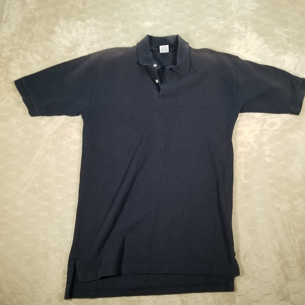 VTG Russell Athletic Blank Navy Blue Polo Shirt Sz Lg Cool SUN FADES See Pics